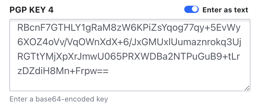 Screen shot showing pasted base64 public key in Vault UI