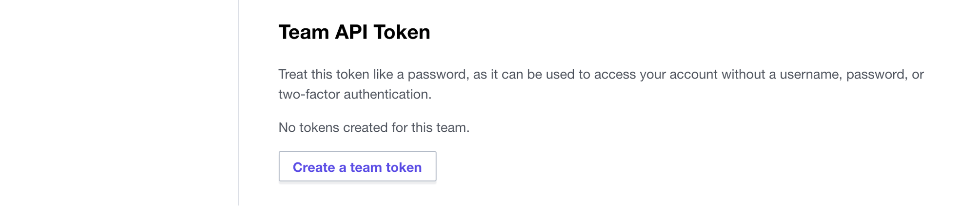 Create Team API token